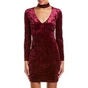 BARDOT burgundy velvet choker mini dress